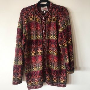 ALPACA Wool Fabulous Colorful Button Down Knee Length Sweater Dress Coat Large